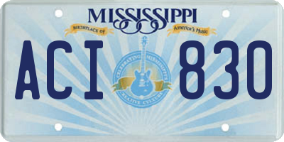 MS license plate ACI830