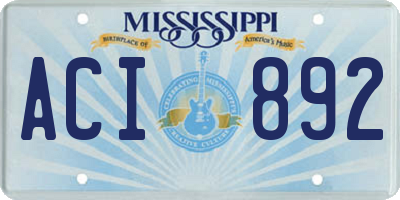 MS license plate ACI892