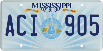 MS license plate ACI905