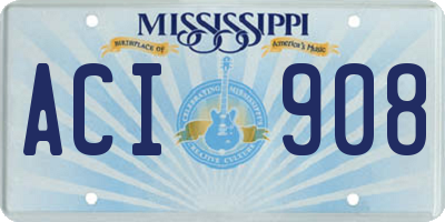 MS license plate ACI908