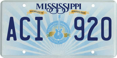 MS license plate ACI920