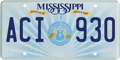 MS license plate ACI930