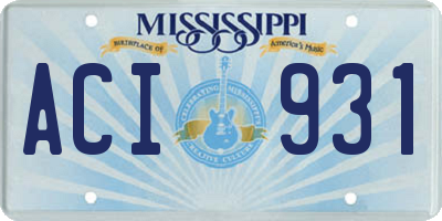 MS license plate ACI931