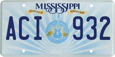 MS license plate ACI932
