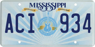 MS license plate ACI934