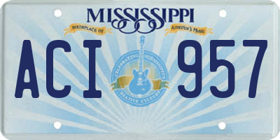 MS license plate ACI957