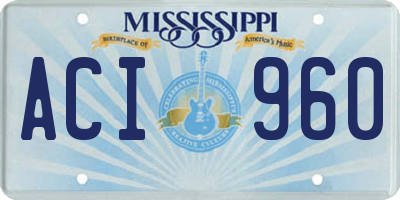 MS license plate ACI960