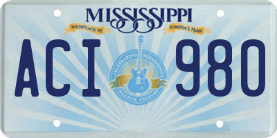 MS license plate ACI980
