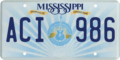 MS license plate ACI986