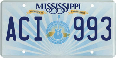 MS license plate ACI993