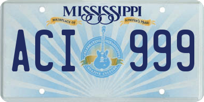 MS license plate ACI999