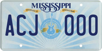 MS license plate ACJ000
