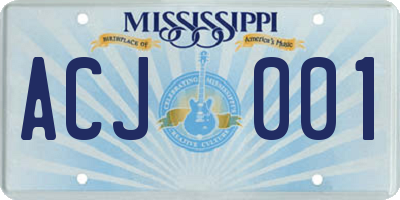 MS license plate ACJ001