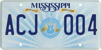 MS license plate ACJ004