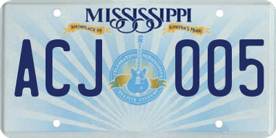 MS license plate ACJ005