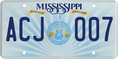 MS license plate ACJ007