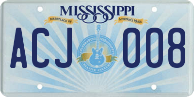 MS license plate ACJ008