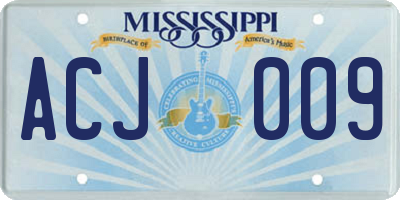 MS license plate ACJ009