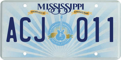 MS license plate ACJ011