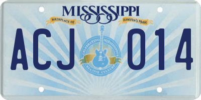 MS license plate ACJ014