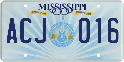 MS license plate ACJ016