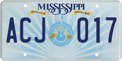 MS license plate ACJ017