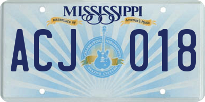 MS license plate ACJ018