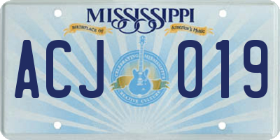 MS license plate ACJ019