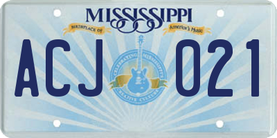 MS license plate ACJ021