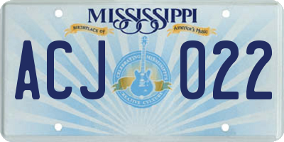 MS license plate ACJ022