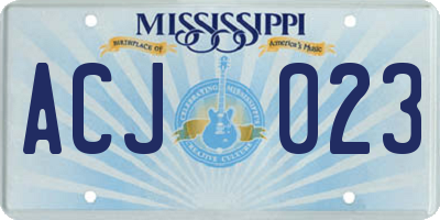MS license plate ACJ023