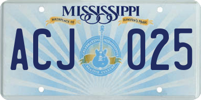 MS license plate ACJ025