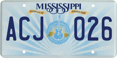 MS license plate ACJ026
