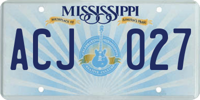 MS license plate ACJ027