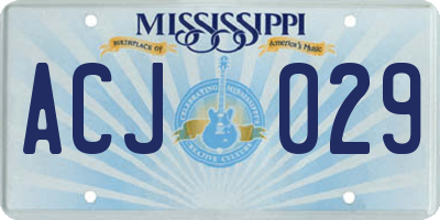 MS license plate ACJ029