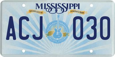 MS license plate ACJ030