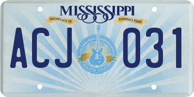 MS license plate ACJ031