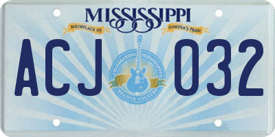 MS license plate ACJ032
