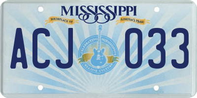 MS license plate ACJ033