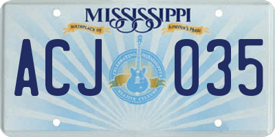 MS license plate ACJ035