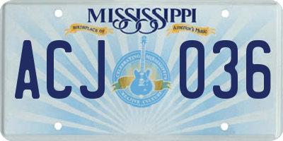 MS license plate ACJ036