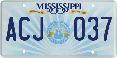 MS license plate ACJ037