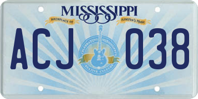 MS license plate ACJ038