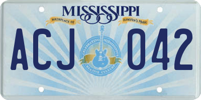 MS license plate ACJ042