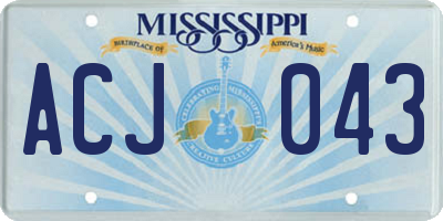 MS license plate ACJ043