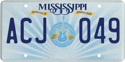 MS license plate ACJ049