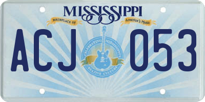 MS license plate ACJ053