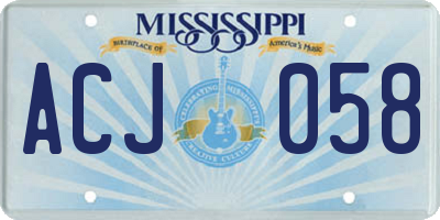 MS license plate ACJ058