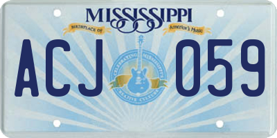 MS license plate ACJ059