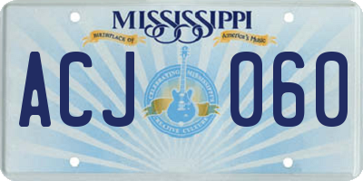MS license plate ACJ060